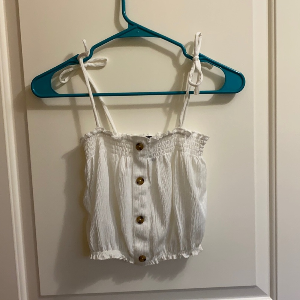 White crop top with buttons